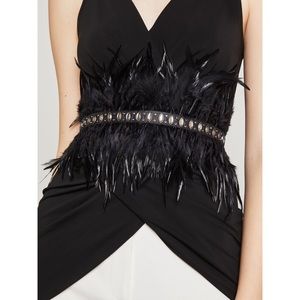 BCBGMAXAZRIA Faux Leather Feather Belt